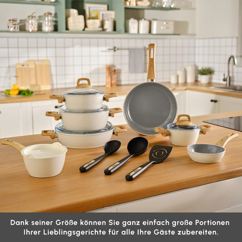 Karaca Swiss Crystal 15-Piece Cookware Set Creamy