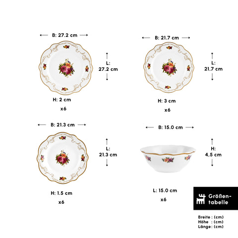 Karaca Antique Porcelain 24 Stück 6 Sitzer Dinner Set