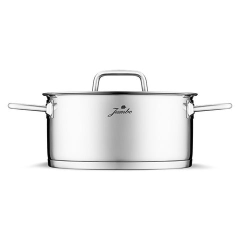 Jumbo Assos 3-teiliges Edelstahl-Topfset mit Glasdeckeln – 6-teilig