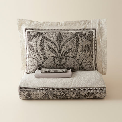 Karaca Santi Perkal-Bettbezug-Set, Doppelbett, Schwarz
