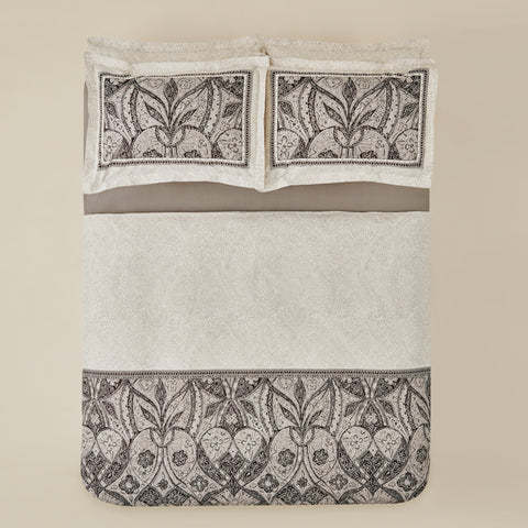 Karaca Santi Perkal-Bettbezug-Set, Doppelbett, Schwarz