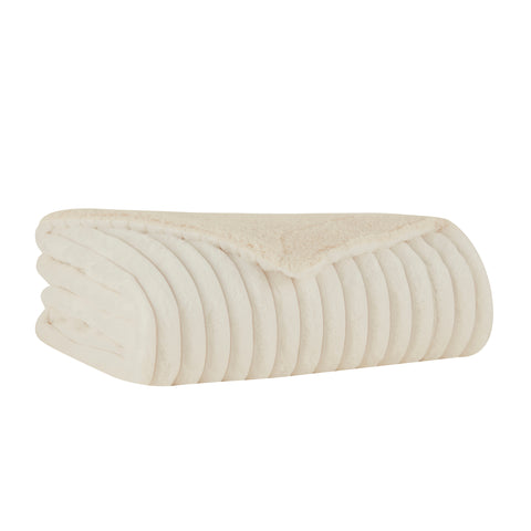 Karaca Stripe Sherpa Weiße Decke 130x150