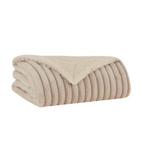 Karaca Stripe Sherpa Gray Blanket 130x150
