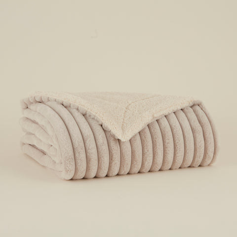 Karaca Stripe Sherpa Graue Decke 130x150