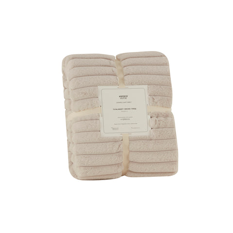 Karaca Stripe Sherpa Gray Blanket 130x150