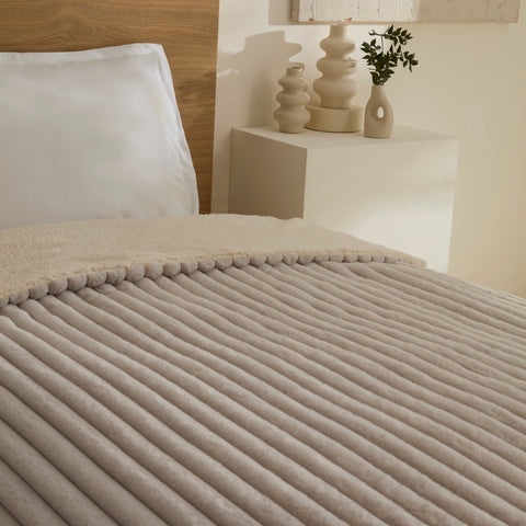 Karaca Stripe Sherpa Graue Decke 150x200