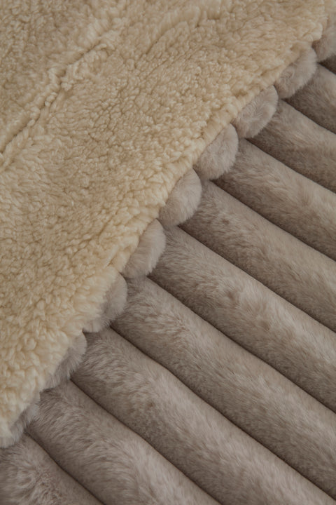 Karaca Stripe Sherpa Graue Decke 150x200