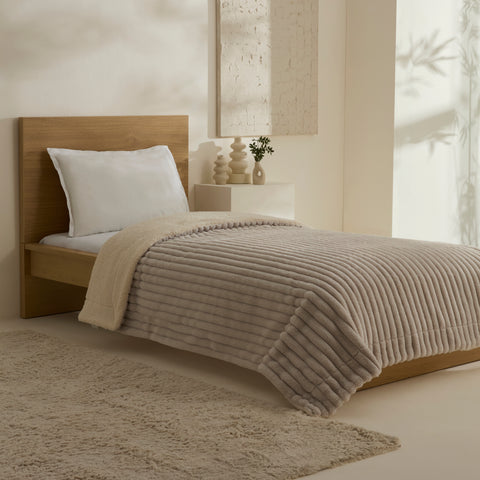 Karaca Stripe Sherpa Graue Decke 150x200