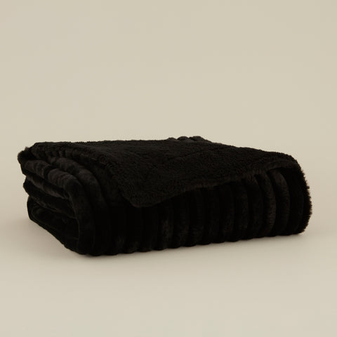 Karaca Stripe Sherpa Schwarze Decke 130x150