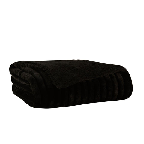 Karaca Stripe Sherpa Schwarze Decke 130x150