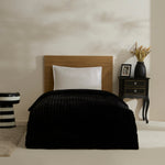 Karaca Stripe Sherpa Schwarze Decke 150x200