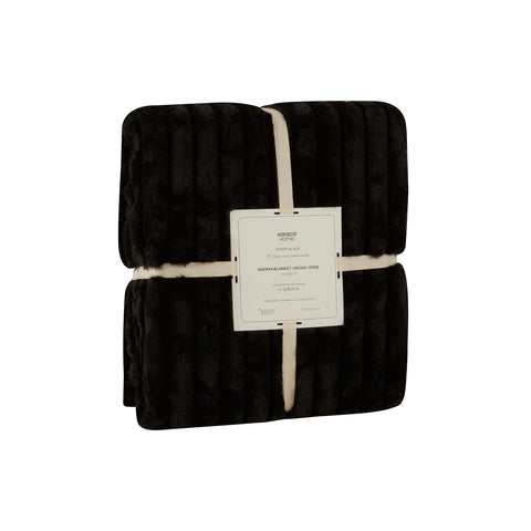 Karaca Stripe Sherpa Schwarze Decke 150x200