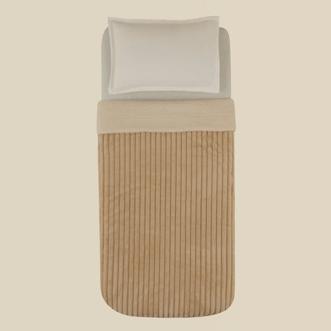 Karaca Stripe Sherpa Ecru Blanket 150x200