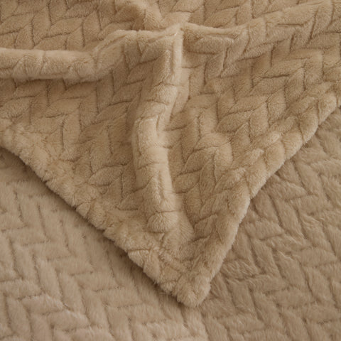Karaca Leaves Ecru Single Blanket 150x200