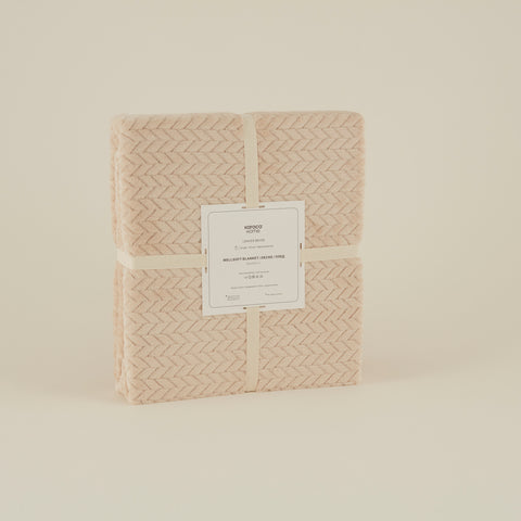 Karaca Leaves Ecru Single Blanket 150x200
