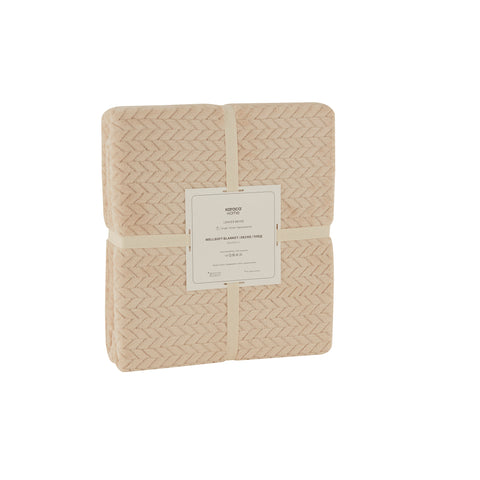 Karaca Leaves Ecru Single Blanket 150x200
