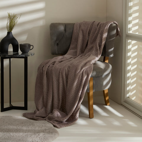 Karaca Leaves Steingraue Welsoft TV Decke 130x150