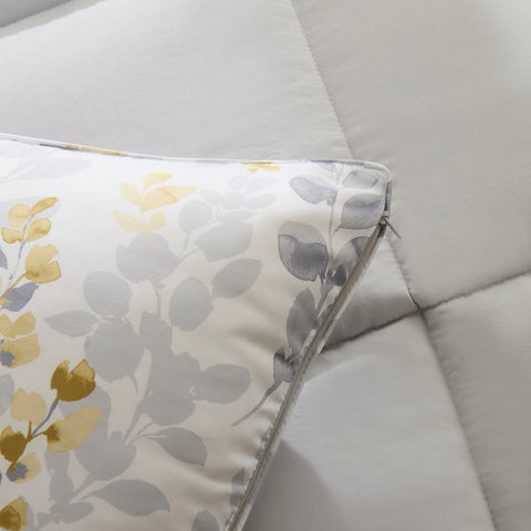 Karaca Leaf Gray Single Comforter Set 135x200+50x70