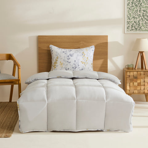 Karaca Leaf Gray Single Comforter Set 135x200+50x70