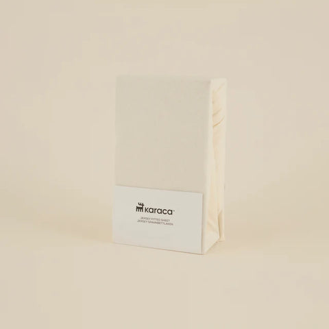 Karaca Home Jersey Fitted Sheet, 100x200+30 cm, Cream
 