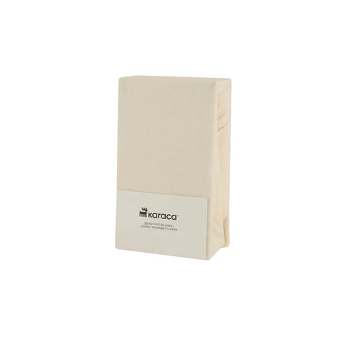 Karaca Home Jersey Spannbettlaken, 140x200+30 cm, Creme