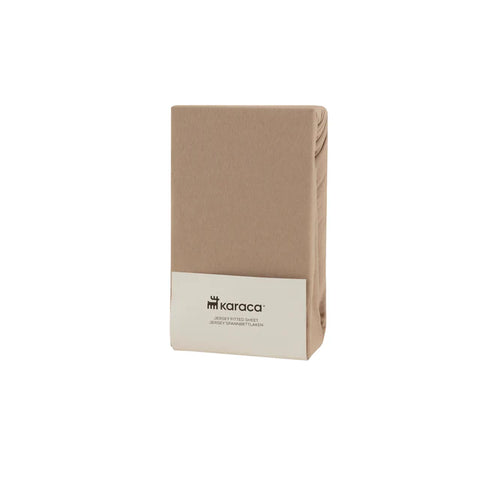 Karaca Home Jersey Spannbettlaken, 160x200+30 cm, Beige