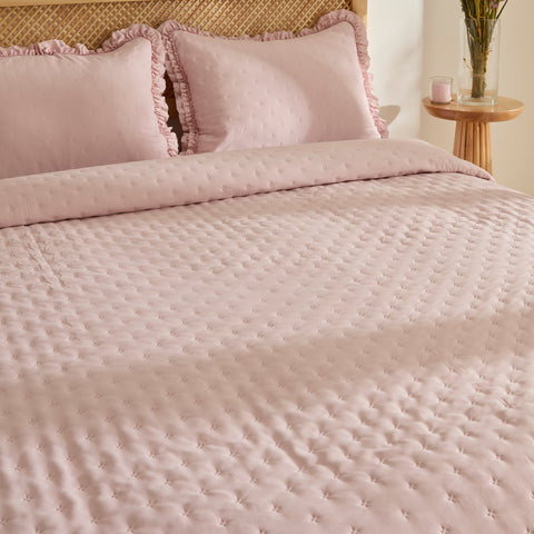 Fiona Bedspread Set Powder Pink 230x240cm + 2(50x70) cm