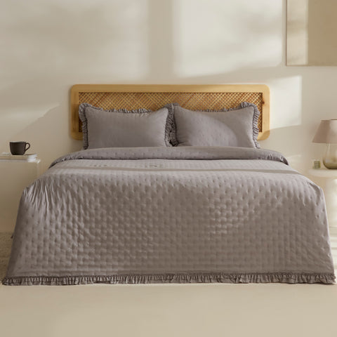 Fiona Bedspread Set Grey 230x240cm + 2(50x70) cm