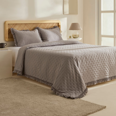 Fiona Bedspread Set Grey 230x240cm + 2(50x70) cm