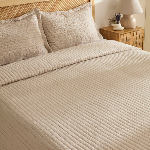 Manon Bedspread Set, Double, Beige