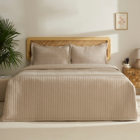 Manon Bedspread Set, Double, Beige