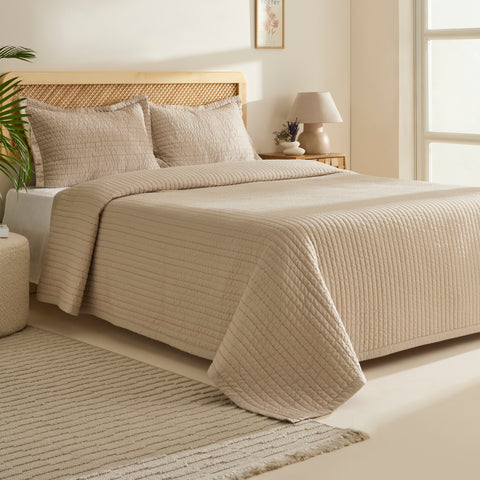 Manon Bedspread Set, Double, Beige