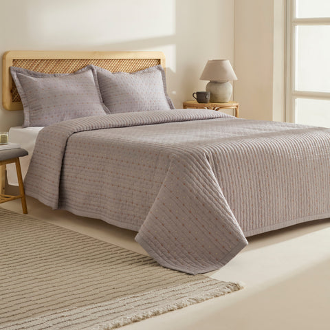 Margot Bedspread Set Grey 230x240cm + 2(50x70) cm