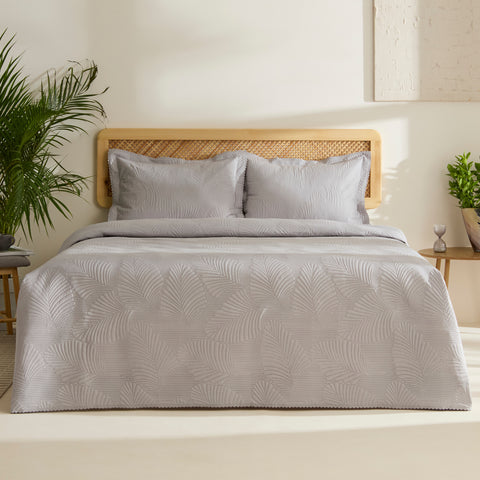 Leaf Bedspread Set Grey 230x240 Cm + 2 (50x70 Cm)