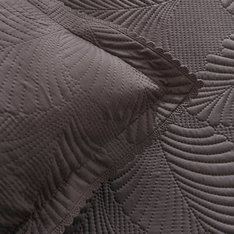 Leaf Yatak Örtüsü Seti Antrasit 230x240 Cm + 2 (50x70 Cm)