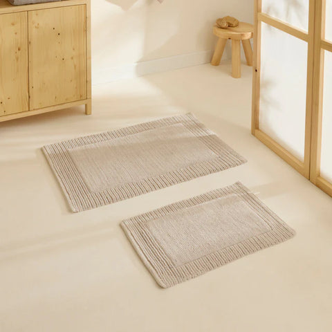 Karaca Odetta Badematten-Set, 60x90 cm + 40x60 cm, Ecru