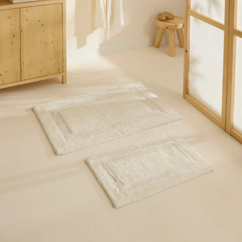 Karaca Pauline Badvorleger-Set, 60 × 90 cm + 40 × 60 cm, Offwhite