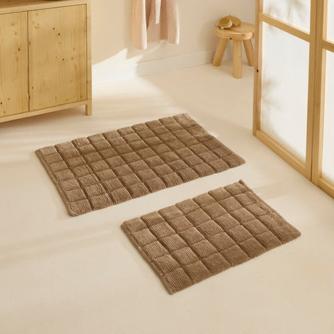 Karaca Simon Badvorleger-Set, 60 × 90 cm + 40 × 60 cm, Braun