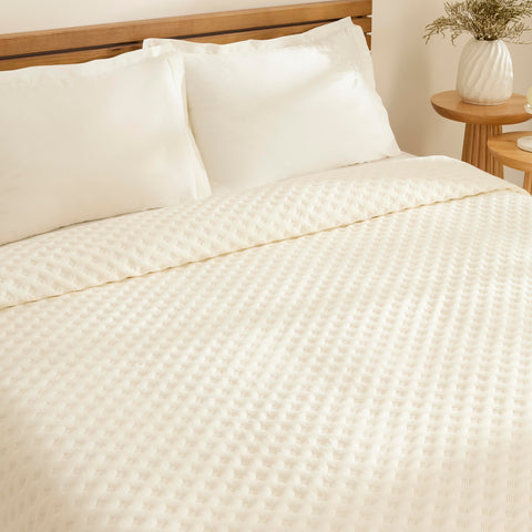 Karaca Ines Tagesdecken-Set, Doppelbett, Ecru
