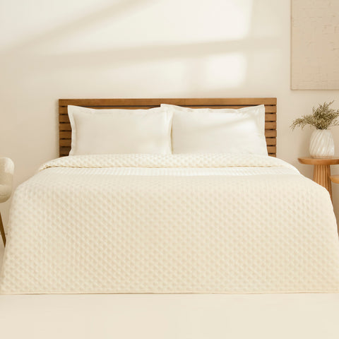 Karaca Ines Tagesdecken-Set, Doppelbett, Ecru