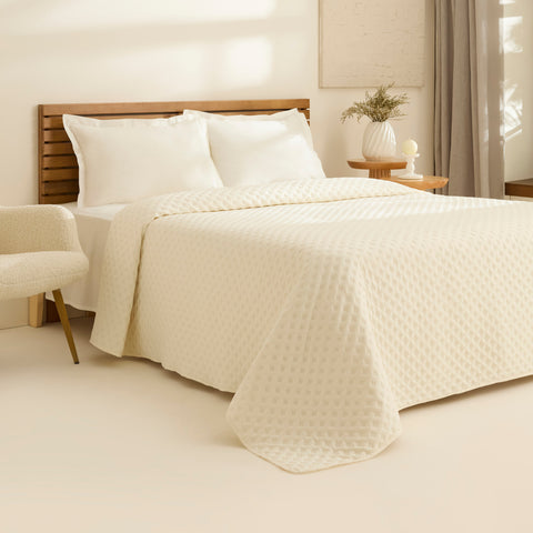 Karaca Ines Tagesdecke, Einzelbett, Ecru