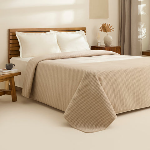 Karaca Chloe Tagesdecke, Einzelbett, Beige