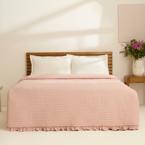 Karaca Freya Tagesdecke, Doppelbett, Puderrosa