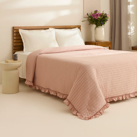 Karaca Freya Tagesdecke, Einzelbett, Puderrosa