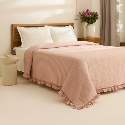 Karaca Freya Tagesdecke, Doppelbett, Puderrosa