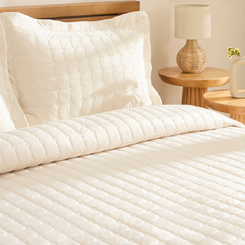 Karaca Alice Tagesdecke-Set, Einzelbett, Creme