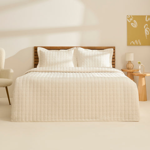 Karaca Alice Tagesdecke-Set, Einzelbett, Creme