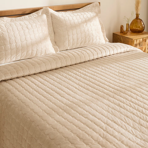 Karaca Alice Tagesdecken-Set, Einzelbett, Beige