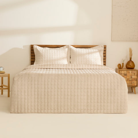 Karaca Alice Tagesdecken-Set, Einzelbett, Beige