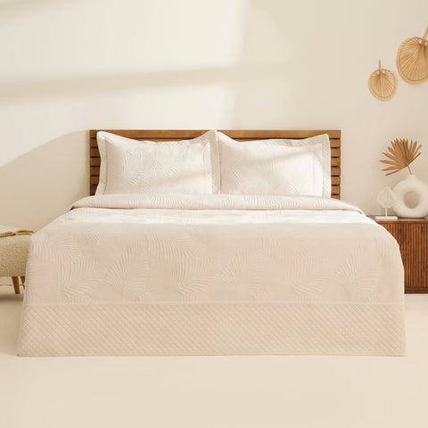 Karaca Lean Tagesdecke, Doppelbett, Ecru